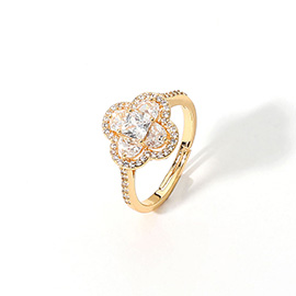 Quatrefoil Stone Pointed Adjustable Ring