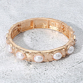 Oval Pearl Paved Stretch Bracelet