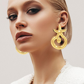 Oversized Abstract Metal Starfish Earrings