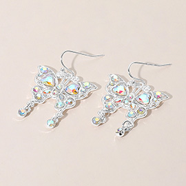 Stone Embellished Butterfly Dangle Earrings