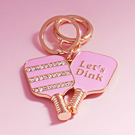 LETS DINK Message Double Enamel Pickleball Paddle Keychain / Bag Charm
