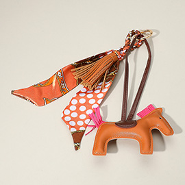 Faux Leather Horse Tassel Scarf Keychain / Bag Charm