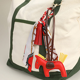 Faux Leather Horse Tassel Scarf Keychain / Bag Charm