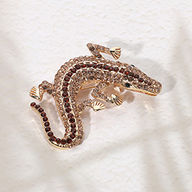 Stone Paved Alligator Pin Brooch