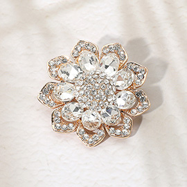 Glass Stone Flower Pin Brooch