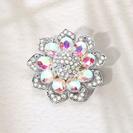 Glass Stone Flower Pin Brooch