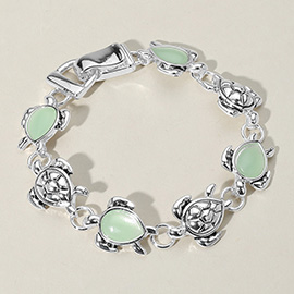 Sea Glass Sea Turtle Link Magnetic Bracelet