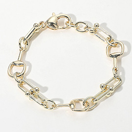 14K Gold Plated Horsebit Hardware Chain Link Bracelet