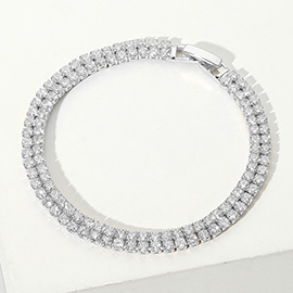 2 Row CZ Stone Tennis Chain Evening Bracelet