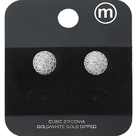 Gold Dipped CZ Stone Paved Mini Ball Stud Earrings