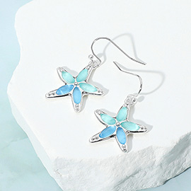Sea Glass Starfish Dangle Earrings