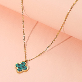 Stainless Steel Quatrefoil Pendant Necklace