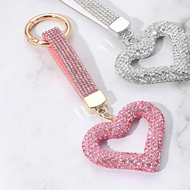 Bling Studded Heart Keychain Bag Charm