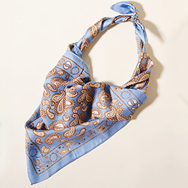Paisley Printed Square Silky Satin Scarf