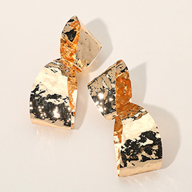 Folded Hammered Metal Loop Link Earrings