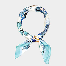 Earthy Floral Garden Printed Square Silky Satin Scarf