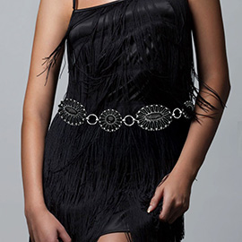 Boho Vintage Western Oval Round Stone Pointed Concho Chain Belt