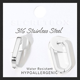 SECRET BOX_Stainless Steel Oval Huggie Hoop Earrings