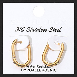 SECRET BOX_Stainless Steel Oval Huggie Hoop Earrings