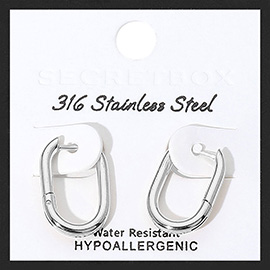 SECRET BOX_Stainless Steel Oval Huggie Hoop Earrings