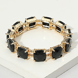 Cushion Square Stone Stretch Evening Bracelet