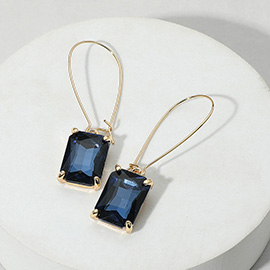 Emerald Cut Stone Dangle Evening Earrings