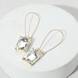 Emerald Cut Stone Dangle Evening Earrings