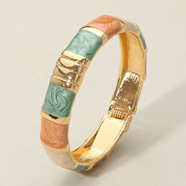 Enamel Bamboo Hinged Bangle Bracelet