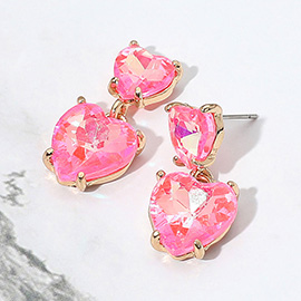 Heart Stone Cluster Dangle Earrings