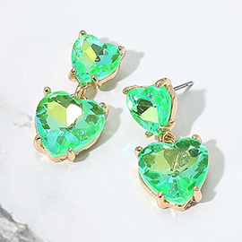 Heart Stone Cluster Dangle Earrings