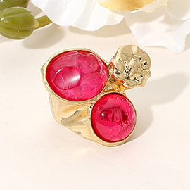 Abstract Chunky Stone Textured Stretch Ring