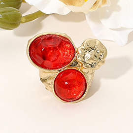 Abstract Chunky Stone Textured Stretch Ring