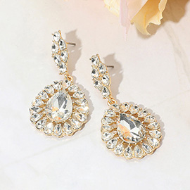 Teardrop Stone Accent Dangle Evening Earrings