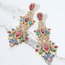 Marquise Stone Accented Dangle Evening Earrings