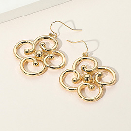 Metal Swirl Flower Dangle Earrings