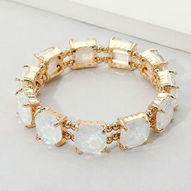 Cushion Square Stone Stretch Evening Bracelet