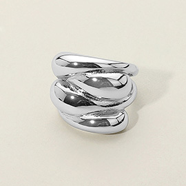 SECRET BOX_Stainless Steel Bold Triple Dome Band Ring