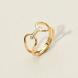 SECRET BOX_Stainless Steel Stone Paved Bar Accent Open Ring