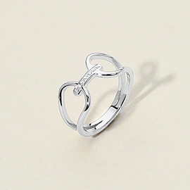 SECRET BOX_Stainless Steel Stone Paved Bar Accent Open Ring