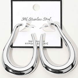SECRET BOX_Stainless Steel Abstract Hoop Earrings