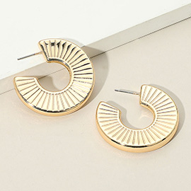 Textured Metal Fan Hoop Earrings