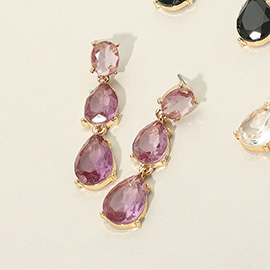 Double Teardrop Stone Cluster Link Drop Evening Earrings