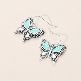 Sea Glass Butterfly Dangle Earrings