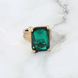 Emerald Cut Stone Adjustable Ring