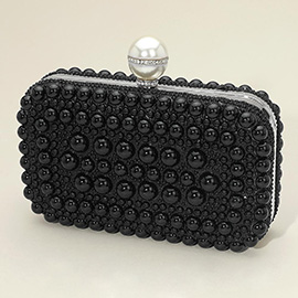 Pearl Embellished Box Clutch Evening Bag / Crossbody Bag