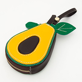 Faux Leather Avocado Keychain / Bag Charm / Coin Purse
