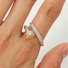 CZ Stone Paved Nail Wrap Ring