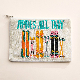 APRES ALL DAY Message Seed Beaded Mini Pouch Bag