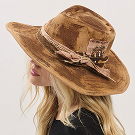 Feather Accent Distressed Band Rustic Western Cowgirl Fedora Hat