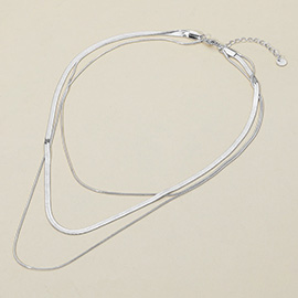 SECRET BOX_Stainless Steel Triple Layered Snake Chain Necklace